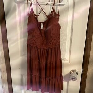 Zenana Outfitters Rust Lace Top